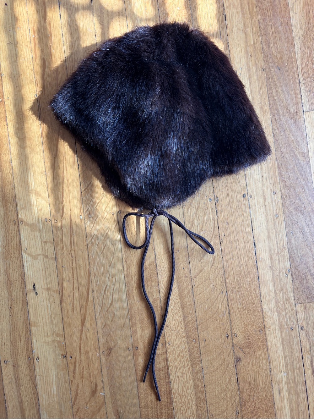 Vintage Bergdorf Goodman faux fur chocolate brown winter hat satin mink hepburn